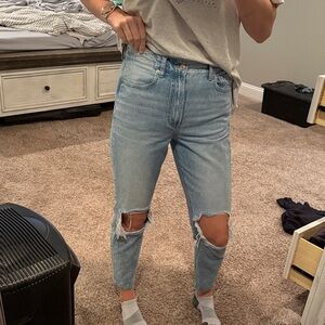 American Eagle mom jean  Light Blue Ripped Jeans